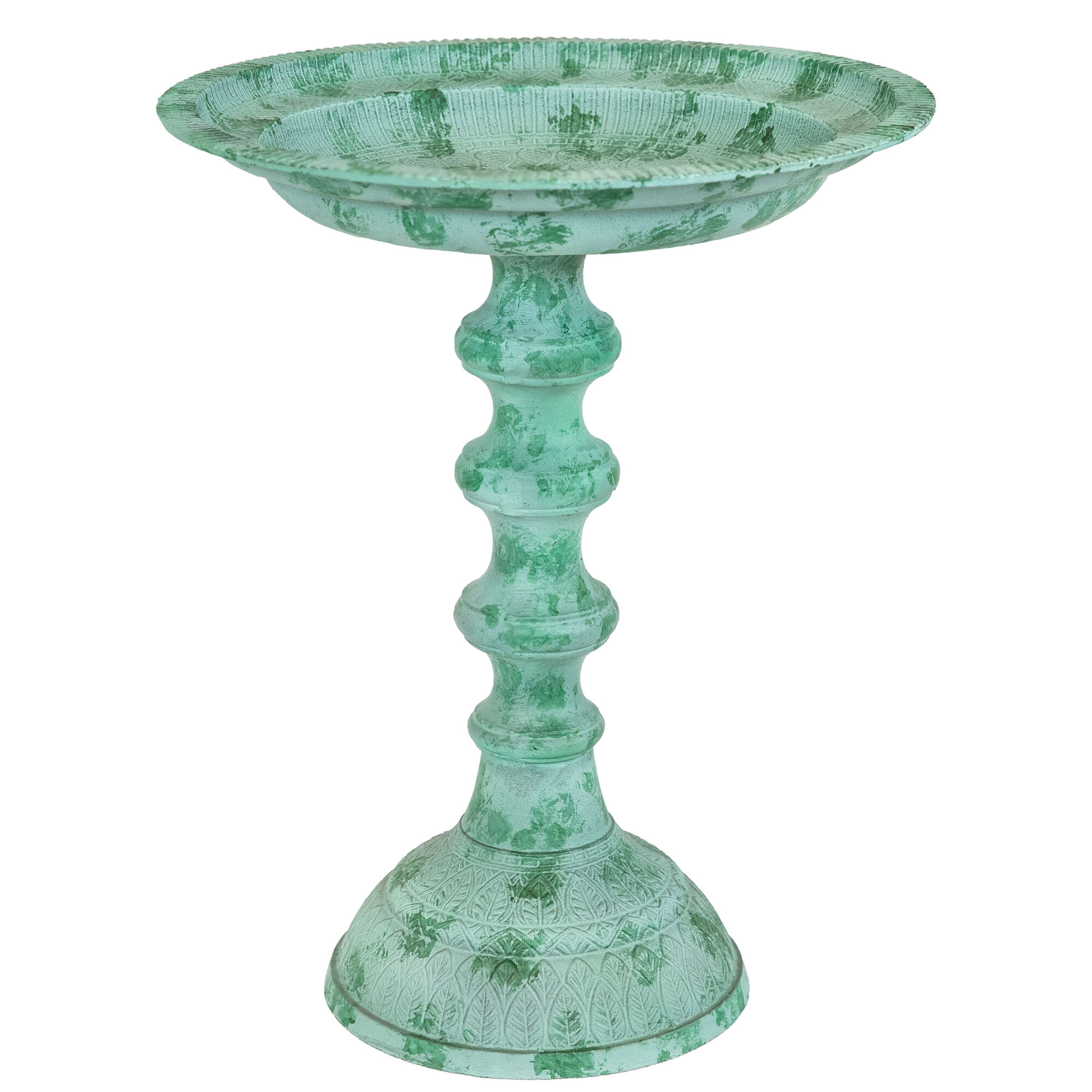 Sunnydaze Decor Backyard Beauty Cast Aluminum Bird Bath — 18in., Green Patina, Weather-Resistant, Model# NOB-7721